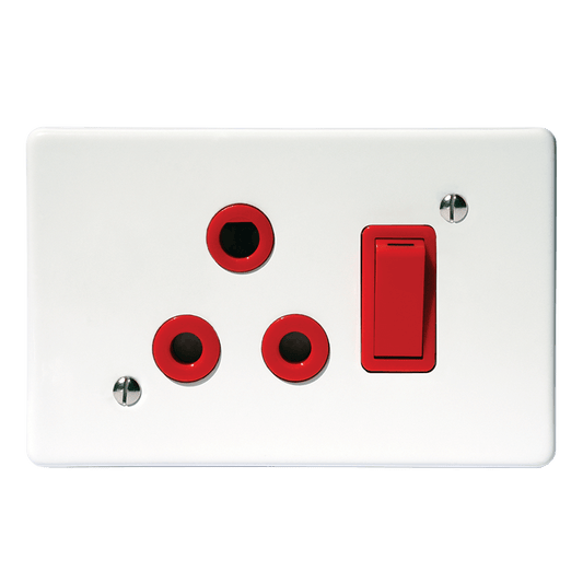 Crabtree Classic Single Dedicated Socket 164-4 - Red Switched on 4×2 Yoke
