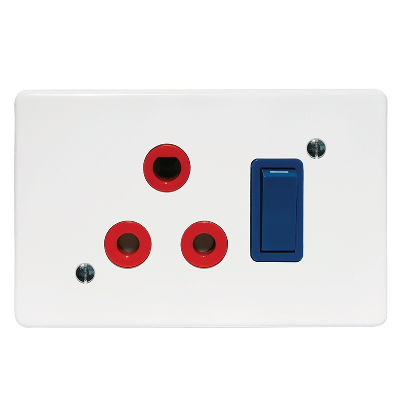 Crabtree Classic Single Dedicated Socket 164-4 Red Switched Blue