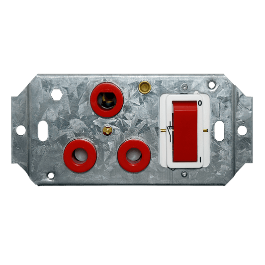 Crabtree Classic Red Double-Pole Switched Socket on 4×2 Yoke