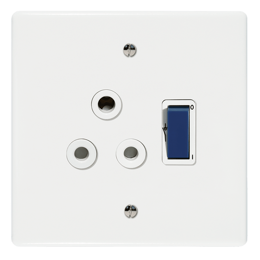 Crabtree Classic Single Isolated STD Socket 164-1 White Double-Pole Switched Blue on 4x4 Yoke
