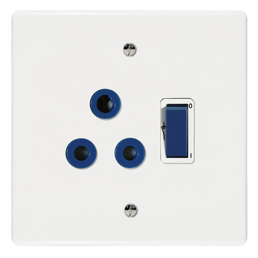 Crabtree Classic Single Isolated Double-pole Switched Socket - Blue & White
