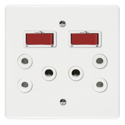 Crabtree Classic Double Isolated 164-1 STD Socket, Double Pole Red Switched on Yoke with Coverplate
