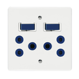 Crabtree Classic Double STD 164-1 Double-Pole Switched Socket, Blue, 4x4