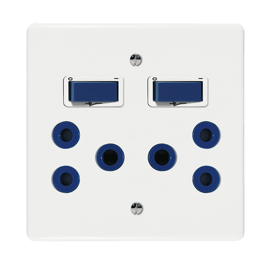 Crabtree Classic Double STD 164-1 Double-Pole Switched Socket, Blue, 4x4