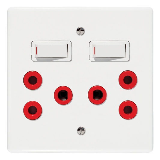 Crabtree Classic Double Dedicated Socket 164-4 Red Switched White