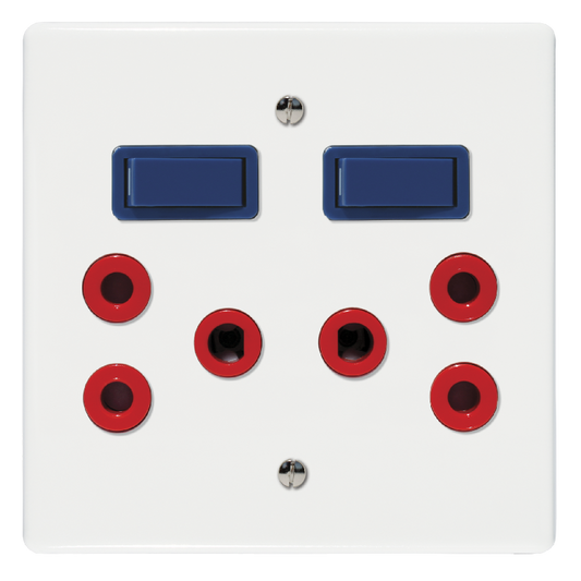 Crabtree Classic Double Dedicated Socket 164-4 Red Switched Blue