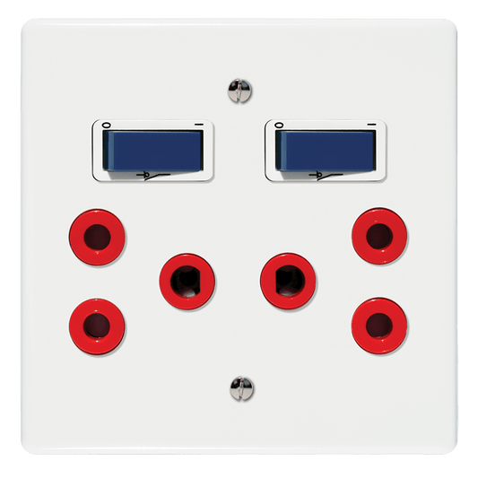 Crabtree Classic Double Dedicated Socket 164-4 Red Double-Pole Switched Blue