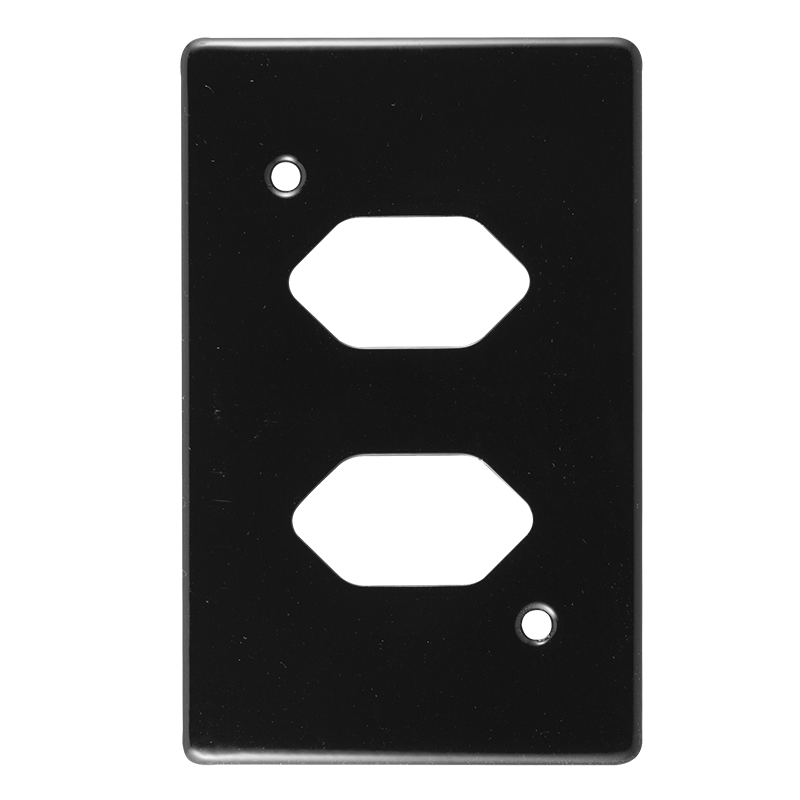 Crabtree Classic Double Slimline Unswitched Steel Socket Coverplate, Black Finish