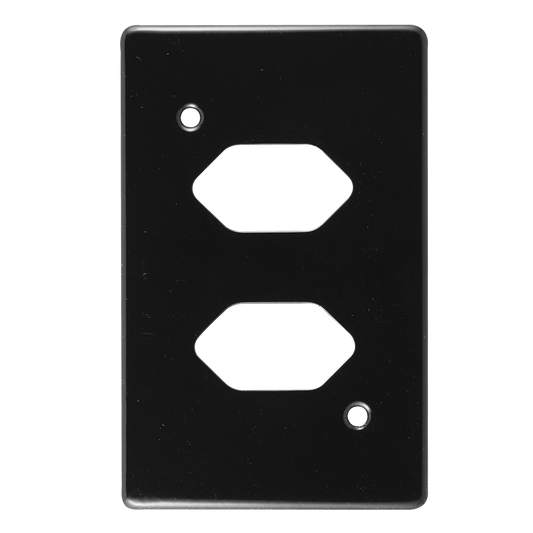 Crabtree Classic Double Slimline Unswitched Steel Socket Coverplate, Black Finish