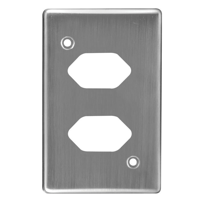 Crabtree Classic Double Slimline Socket Unswitched Steel Coverplate
