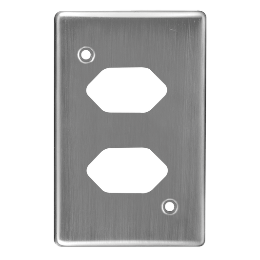 Crabtree Classic Double Slimline Socket Unswitched Steel Coverplate