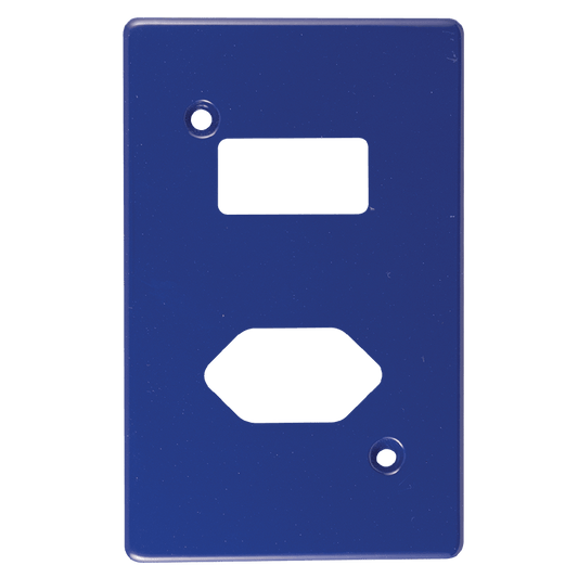 Crabtree Classic Single Slimline Switched Socket Steel Coverplate, Blue