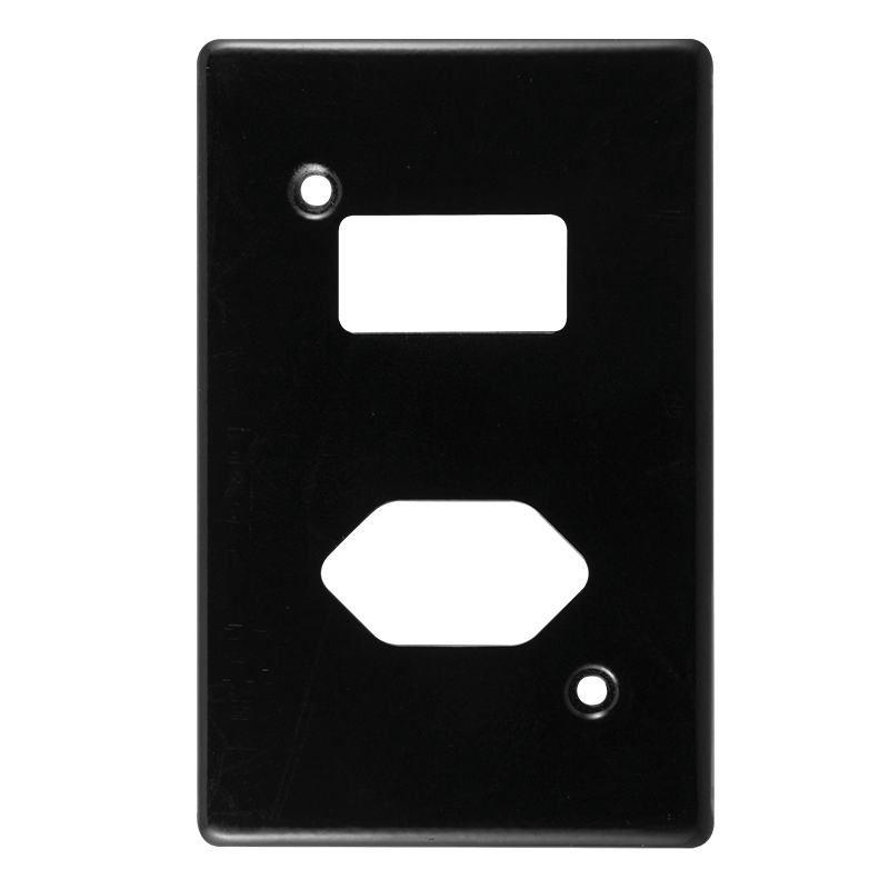 Crabtree Classic Single Slimline Switched Socket Steel Coverplate (Black)