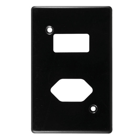 Crabtree Classic Single Slimline Switched Socket Steel Coverplate (Black)