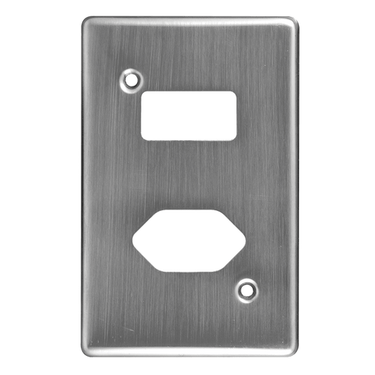 Crabtree Classic Single Slimline Socket Switched Steel Coverplate