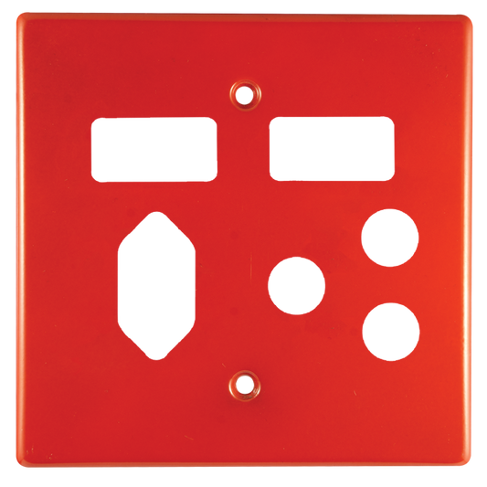 Crabtree Classic Combo 1×164-1 plus 1×164-2 Switched Steel Socket Coverplate, Red, 100x100