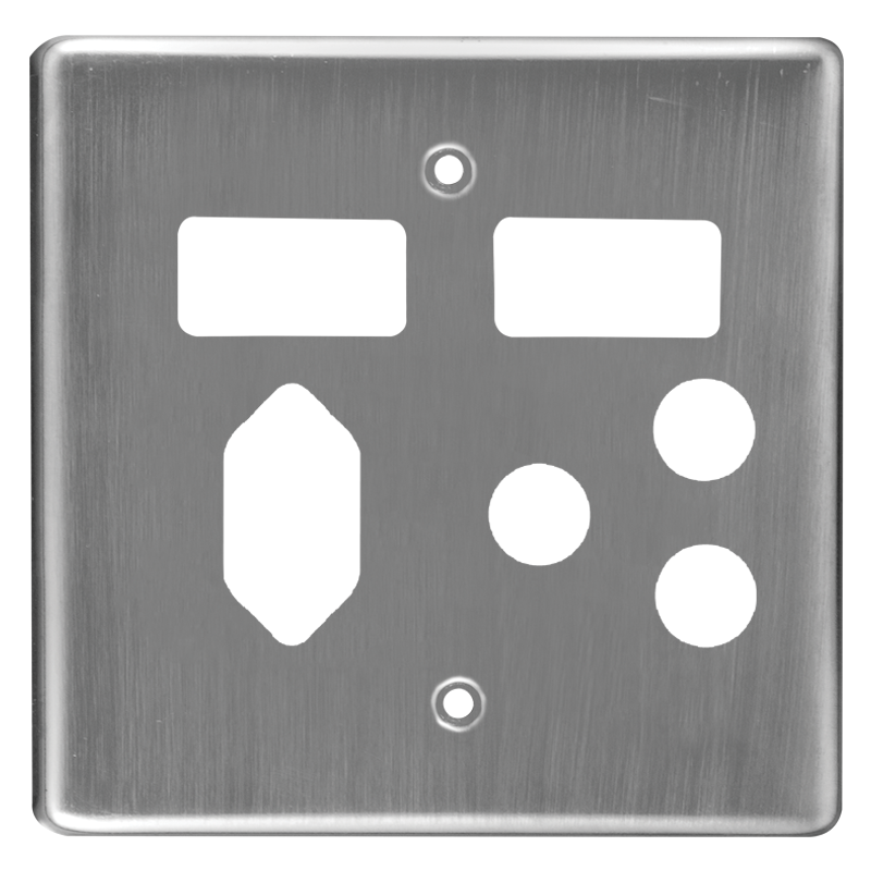 Crabtree Classic Switched Steel Coverplate Combo Socket 1×164-1 & 1×164-2