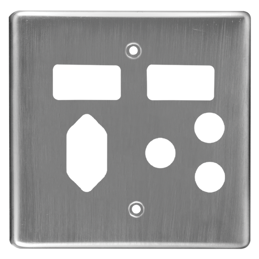 Crabtree Classic Switched Steel Coverplate Combo Socket 1×164-1 & 1×164-2