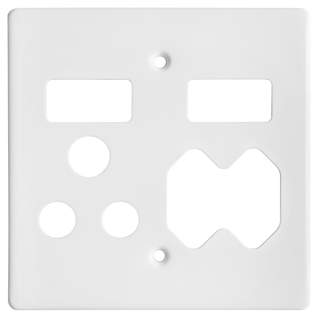 Crabtree Classic Combo Socket Coverplate in White, 100x100mm (4x4)