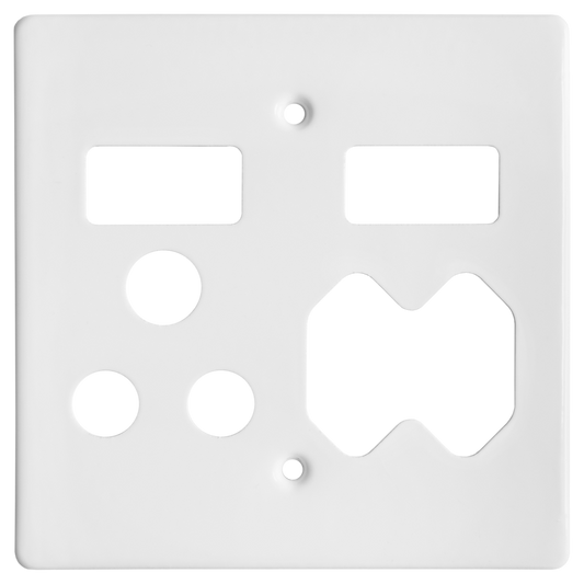 Crabtree Classic Combo Socket Coverplate in White, 100x100mm (4x4)