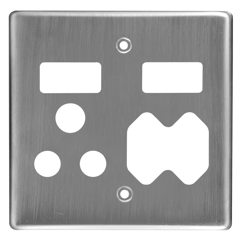 Crabtree Classic Combo Socket Coverplate - Satin Chrome (100x100, 4x4)
