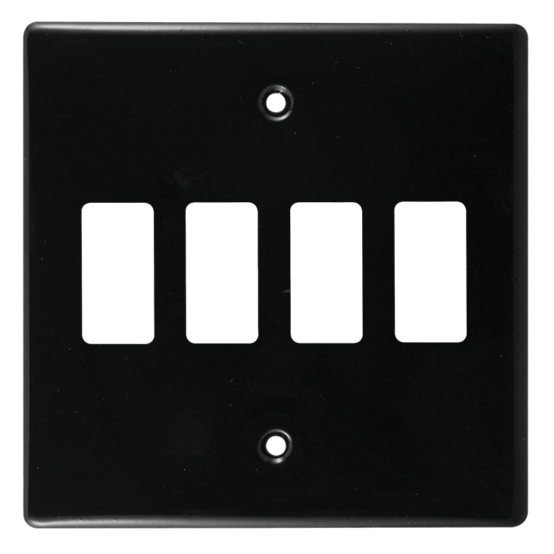 Crabtree Classic 4 Lever Black Steel Coverplate (100x100mm)