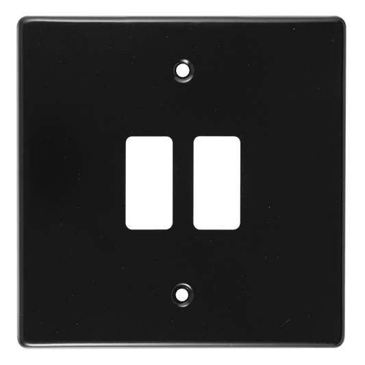 Crabtree Classic 2 Lever Steel Coverplate - Durable 100x100 Black Finish