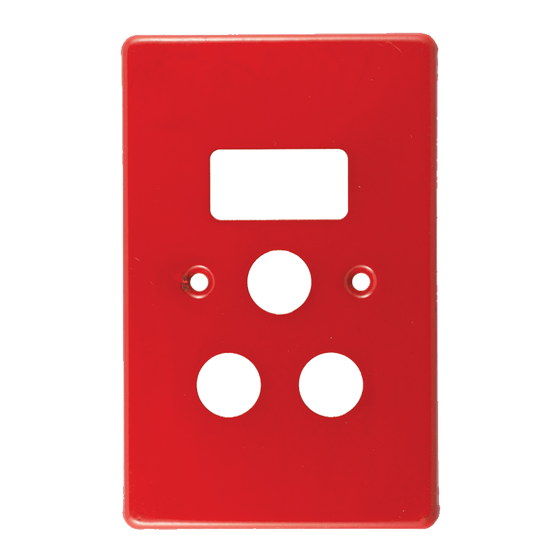 Crabtree Classic Single STD Switched Steel Socket Coverplate - Red, 50x100mm