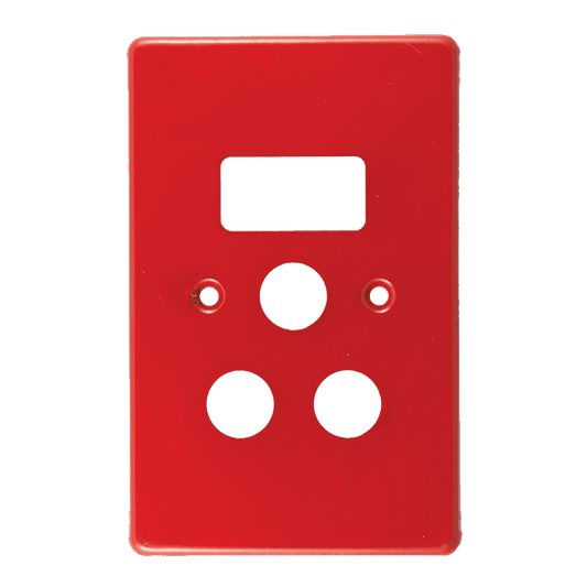 Crabtree Classic Single STD Switched Steel Socket Coverplate - Red, 50x100mm