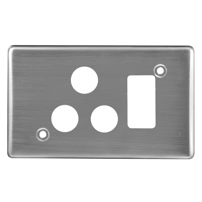 Crabtree Classic Single STD Switched Socket Steel Coverplate