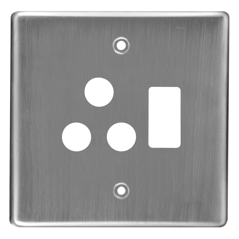 Crabtree Classic Single STD Switched Steel Socket Coverplate