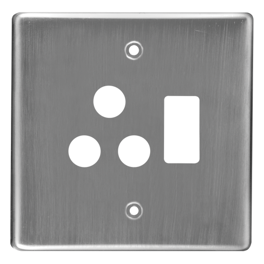 Crabtree Classic Single STD Switched Steel Socket Coverplate
