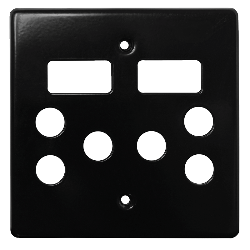 Crabtree Classic Double Socket Steel Coverplate (Old Type), Black, 100x100