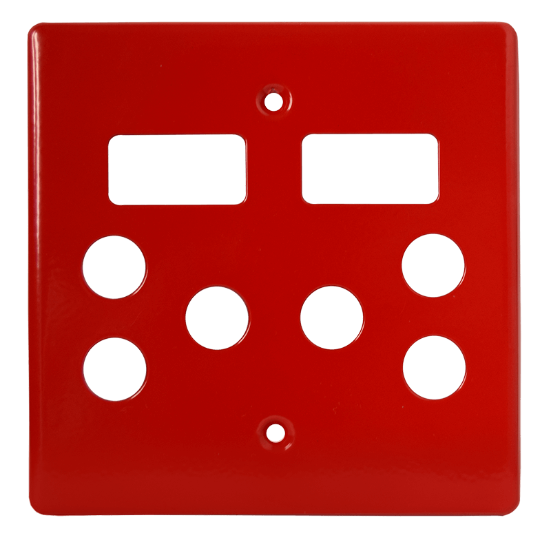 Crabtree Classic Double STD Switched Plastic Socket Coverplate - Red, 100x100