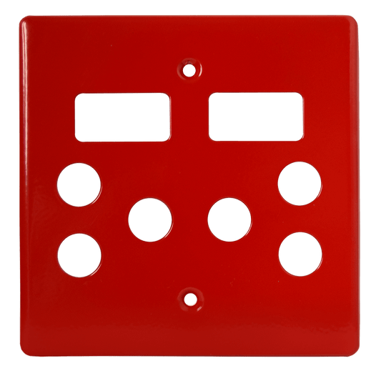 Crabtree Classic Double STD Switched Plastic Socket Coverplate - Red, 100x100