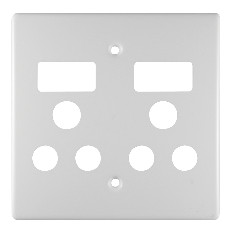 Crabtree Classic Double Monoblock Switched Steel Socket Coverplate, White, 100x100mm