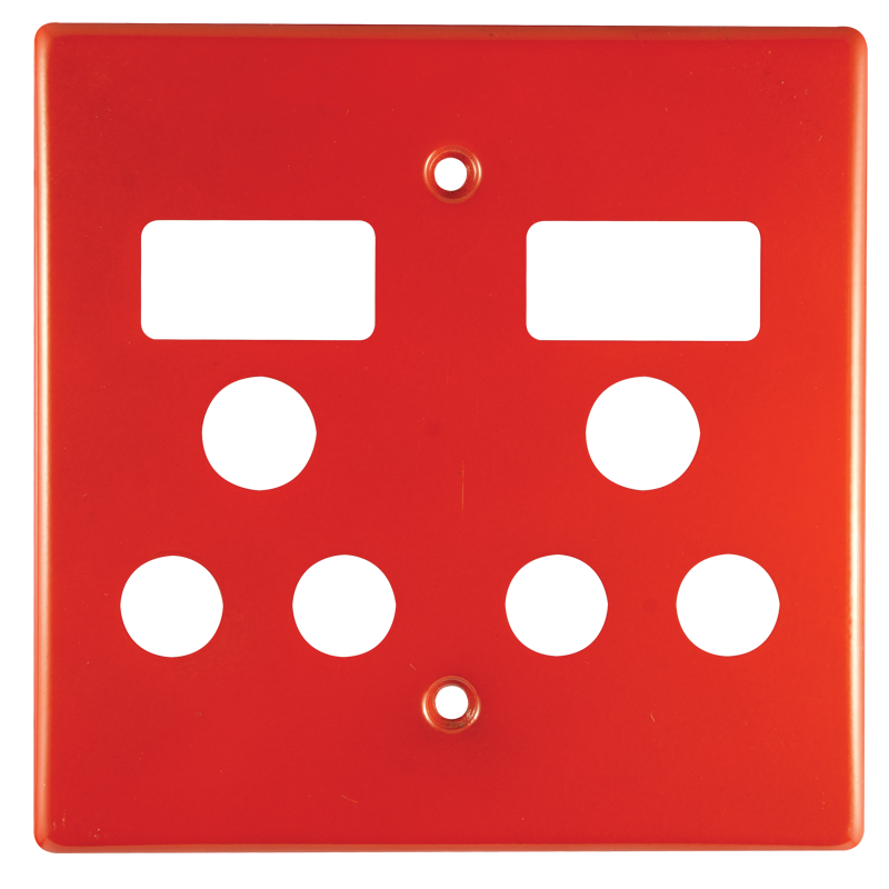 Crabtree Classic Double Monoblock Switched Steel Socket Coverplate - Red 100x100mm