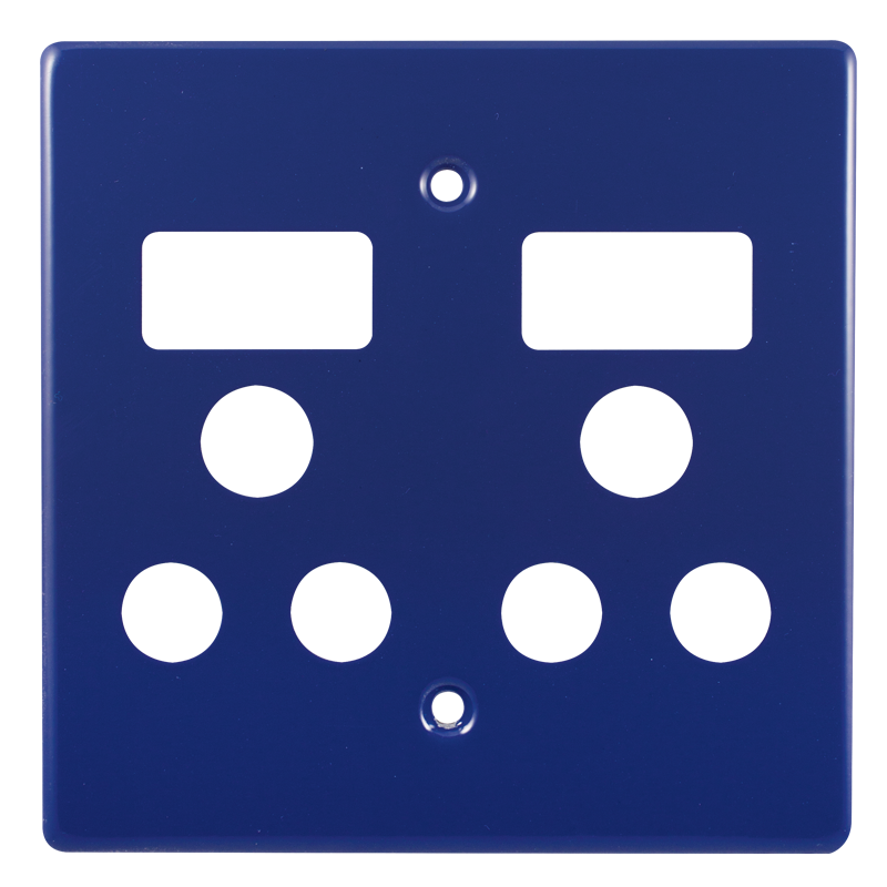 Crabtree Classic Double Monoblock Switched Steel Socket Coverplate, Blue Finish