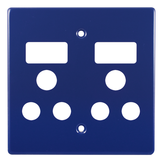 Crabtree Classic Double Monoblock Switched Steel Socket Coverplate, Blue Finish