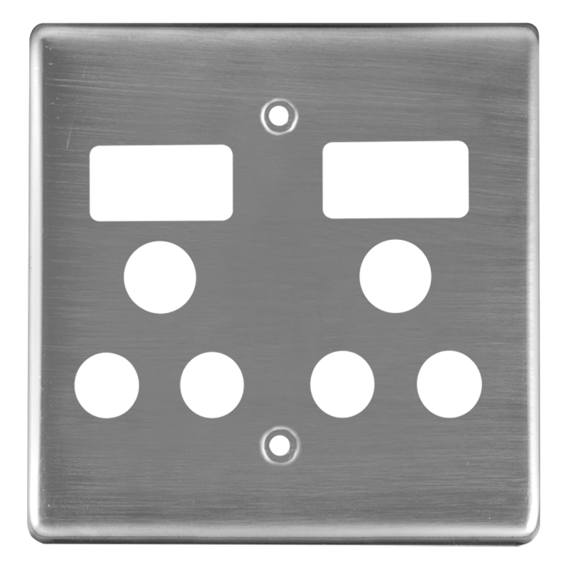 Crabtree Classic Double Monoblock 4×4 Switched Steel Socket Coverplate