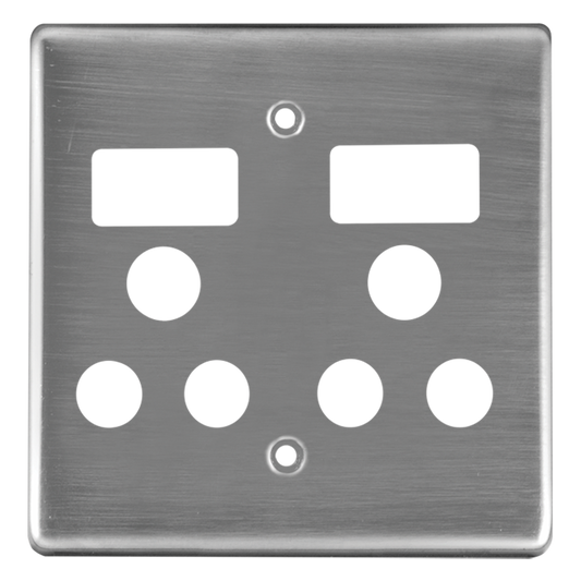 Crabtree Classic Double Monoblock 4×4 Switched Steel Socket Coverplate