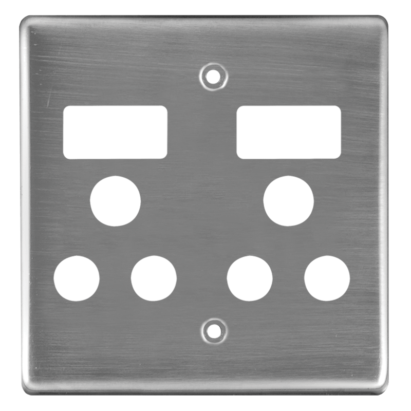 Crabtree Classic Double Monoblock Switched Steel Socket Coverplate