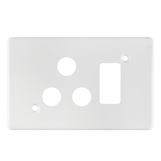 Crabtree Classic Single Monoblock Switched Steel Socket Coverplate, White Finish