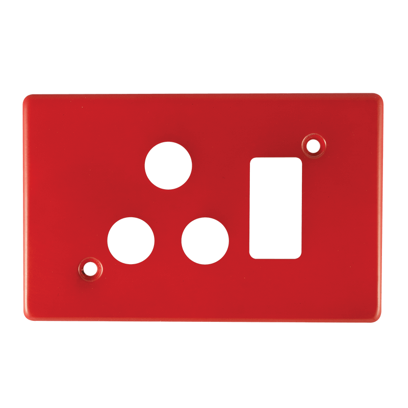 Crabtree Classic Single Monoblock Switched Steel Socket Coverplate in Red