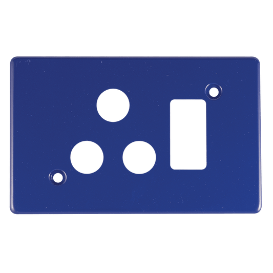 Crabtree Classic Single Monoblock Switched Steel Socket Coverplate, Blue