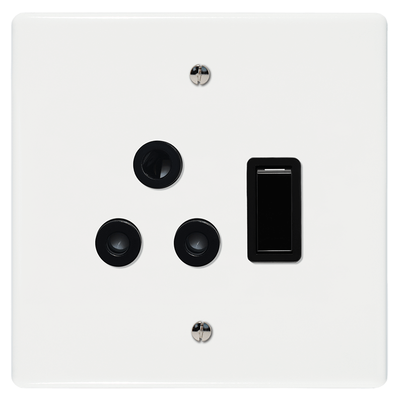 Crabtree Classic Single Dedicated Monoblock 164-4 Switched Socket Black on 4x4 Yoke