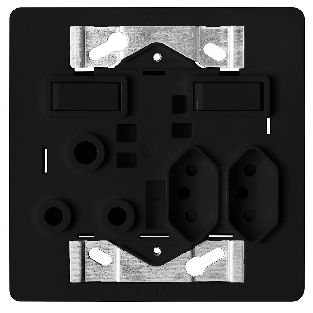 Crabtree Combo Socket on Yoke - Black Polycarbonate