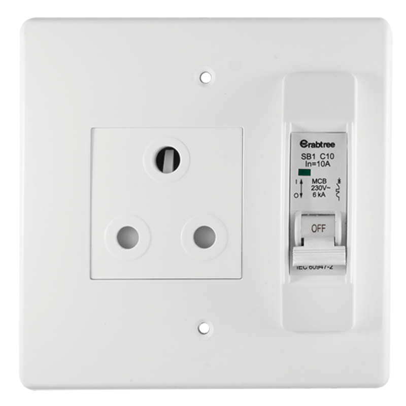 Crabtree Classic 6A Circuit Breaker Single Socket 164-1 on 4×4 Yoke and Coverplate