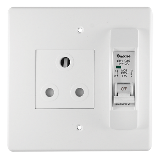 Crabtree Classic 6A Circuit Breaker Single Socket 164-1 on 4×4 Yoke and Coverplate