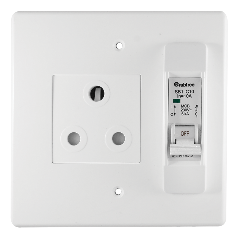 Crabtree Classic 10A Circuit Breaker Single Socket 164-1 on Yoke & Coverplate